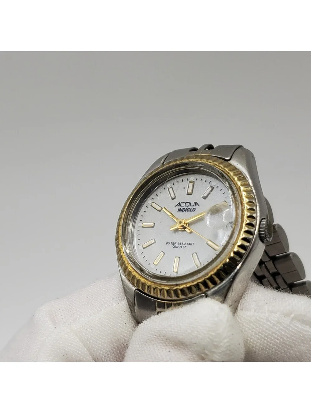 1999 Timex Acqua Indiglo Women 25mm Watch  Two-Tone Date Dial New Battery